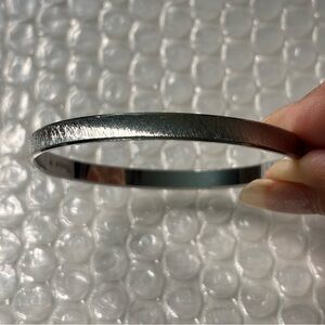 Vintage Crown Trifari Brushed Silver Tone Bangle Bracelet
